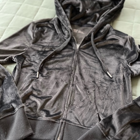 Aerie Real Good Grey Gray Zip Hooded Crop Soft Jacket Size Small Velour - Picture 6 of 11